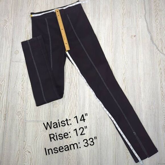 Zara Womens Size 8 Split Leg Denim Jeans Black Exposed Center Seams Zip Fly - Picture 9 of 9